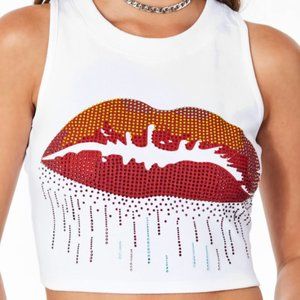 LF Millau White Bedazzled Tank Size Medium